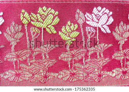 popular lotus batik sarong pattern background in Thailand, traditional batik sarong in Asian