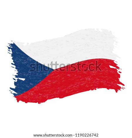 Flag of Czech Republic, Grunge Abstract Brush Stroke Isolated On A White Background. Vector Illustration. National Flag In Grungy Style. Use For Brochures, Printed Materials, Logos, Independence Day