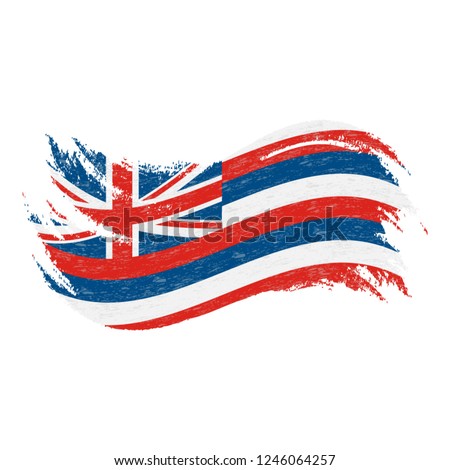 National Flag Of Hawaii, Designed Using Brush Strokes Isolated On A White Background. Vector Illustration. Use For Brochures, Printed Materials, Logos, Independence Day.