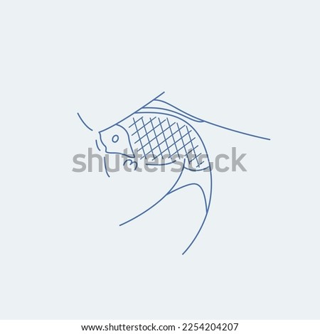 Chinese Koi Fish Porcelain Bowl Pattern Minimalist Icon Zdjęcia stock © 