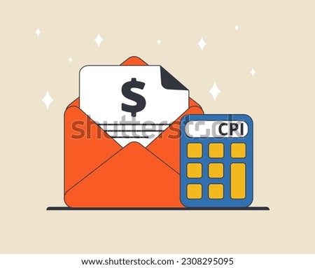 Business and CPI, consumer price index. Inflation factor. Isolated outline drawing. Creative vector illustration