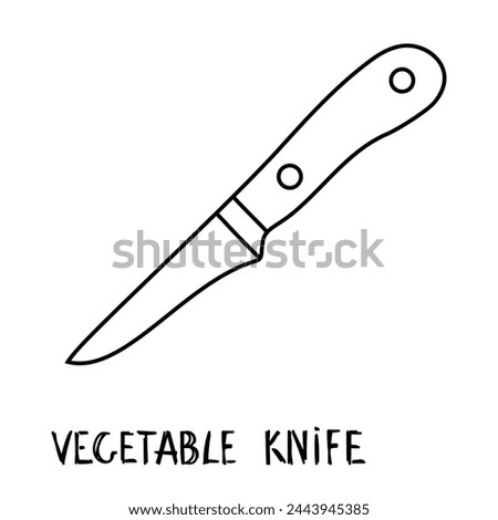 Black and White Line Drawing of a Vegetable Knife