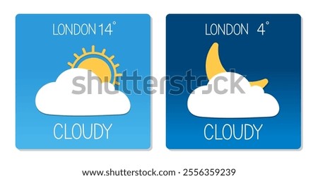 Weather forecast showing cloudy conditions with sun and moon icons in London