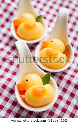 mango and orange jelly milk, dessert