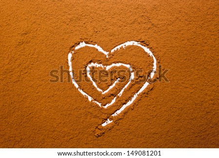 heart on a background powder cocoa