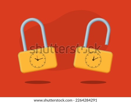 Timer lock. Timeout, security concept. Vector 3d illustration.