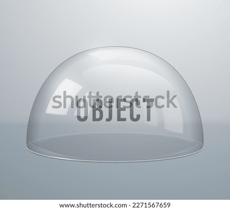 Glass spherical caps or domes. Transparent hemisphere. Vector 3d illustration.