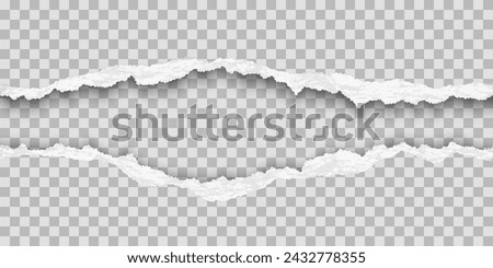 Seamless realistic torn paper edges with shadow. Vector illustration.