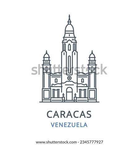 Caracas, Venezuela. Vector illustration of Caracas in the country of  Venezuela. Linear icon of the famous, modern city symbol. Cityscape outline  icon of city landmark on a white background.