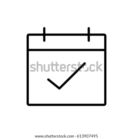 Calendar, check date icon vector illustration. Linear symbol with thin outline. The thickness is edited. Minimalist style. Exclusive quality of execution in material design. Line thickness 20