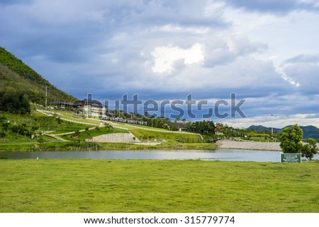 PHETCHABURI,THAILAND-AUGUST 14,2015: Landscape of Chang Hua Man Royal Project farm which was originated by King Bhumibol for a better life of farmers.