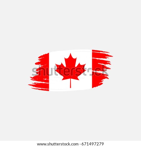 Vector flag of Canada. Vector illustration for Canadian National Day. Canadian flag in trendy grunge style. Design template for poster, banner, flayer, web, greeting, invitation cards.