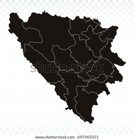 Map-Bosnia Herzegovina Cantons map. Each city and border has separately. Vector illustration eps 10.