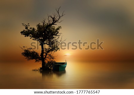 Similar – Image, Stock Photo Fine art photography of an elegant Caucasian woman on the beach with a large green leaf