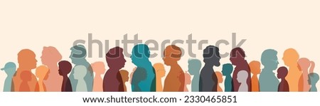 Silhouette group people elderly and children. Grandparents and grandchildren. Seniors. Boy - girl- baby. Grandfather and grandmother. Mixed age range. People of diverse culture