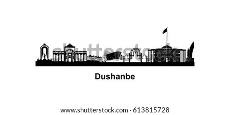 Dushanbe - the silhouette of the capital of Tajikistan in the vector