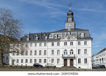 SAARBRUCKEN, GERMANY - APRIL 10: The white Rathaus, the town hall of Saarbrucken on a sunny spring day. April 10, 2015 in Saarbrucken, Germany