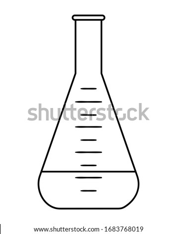 Vector flat flask icon outline. Medicine line art picture isolated on white background. Healthcare, research and laboratory concept. Health check or treatment clip art