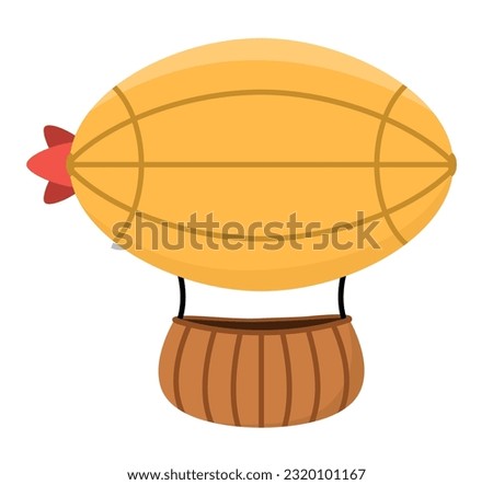Vector yellow zeppelin icon. Air transport for kids. Funny transportation clip art for children. Cute airship vehicle isolated on white background
