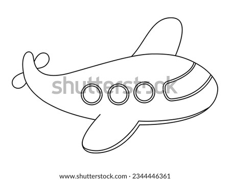 Vector black and white plane icon. Air transport for kids. Funny transportation line clip art for children. Cute airplane vehicle coloring page isolated on white background
