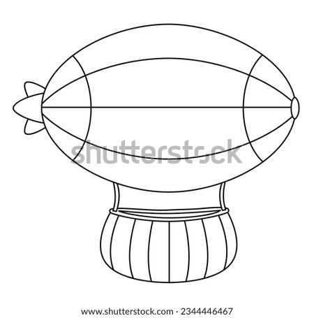 Vector black and white zeppelin line icon. Air transport for kids. Funny transportation clip art for children. Cute airship vehicle coloring page isolated on white background
