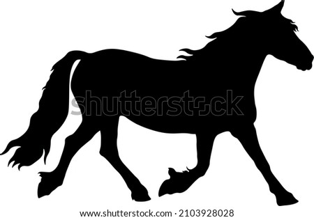 Silhouette of a trotting horse. Isolated on white background Photo stock © 