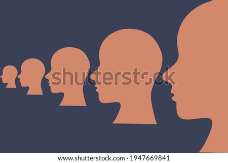 Cloning, genetic engineering concept illustration. Infinity illustration amount of the same person. For prints, thumbnails. Vector. 