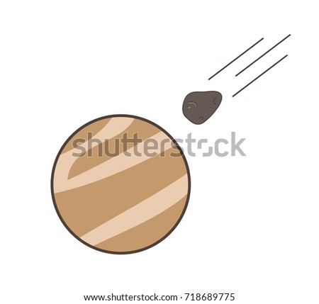 Asteroid Moving Forward to Mars Planet Vector Graphic