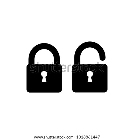 Lock icon. Security padlock - locked and unlocked Icons. Simple sign in flat style isolated on white background. Security symbol for web site design, logo, app, UI. Vector illustration,