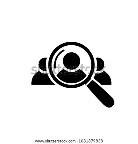 Human Resource Icon. Search for employees and job, business, human resource Looking for talent Search man vector icon Job search Magnifying glass with man inside Vector illustration for graphic design