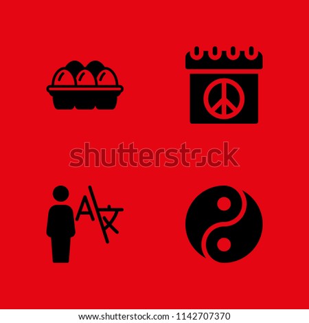 religion icon set. egg, geometry and yin yang vector icon for graphic design and web