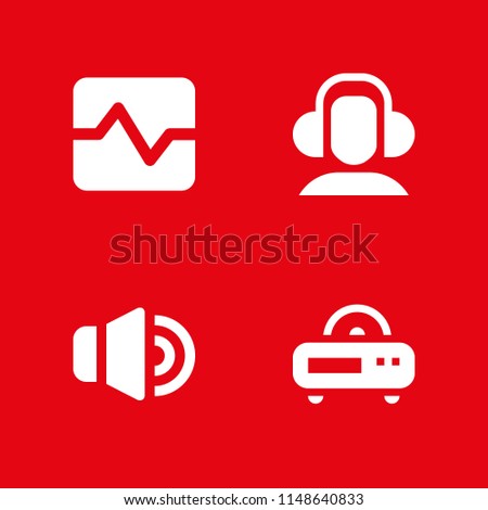 sound icon. 4 sound vectors with pulse, volume, radio and headphones icons for web and mobile app