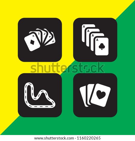 chip icon. 4 chip set with circuit, four aces, straight poker and poker cards vector icons for web and mobile app