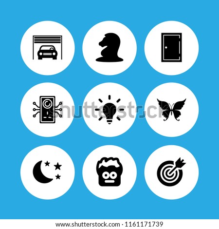 9 light icons in vector set. night, idea, butterfly and architecture and city illustration for web and graphic design