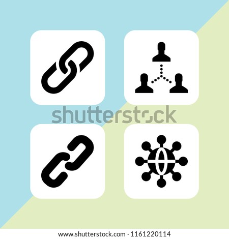 linked icon. 4 linked set with link and networking vector icons for web and mobile app