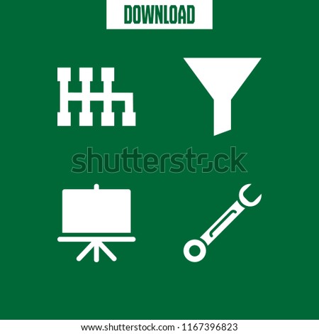 professional icon. This set with shift, spanner, presentation and filter vector icons for mobile and web