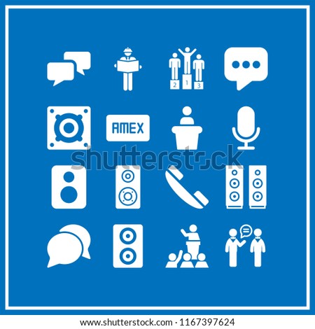 talk icon. This set with telephone, amex, conference and chat vector icons for mobile and web