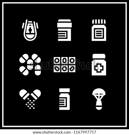 capsule icon. 9 capsule vector set. pills, space capsule and medicine icons for web and design about capsule theme