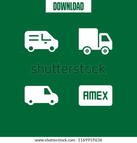 express icon. 4 express vector set. delivery truck, amex and delivery van icons for web and design about express theme