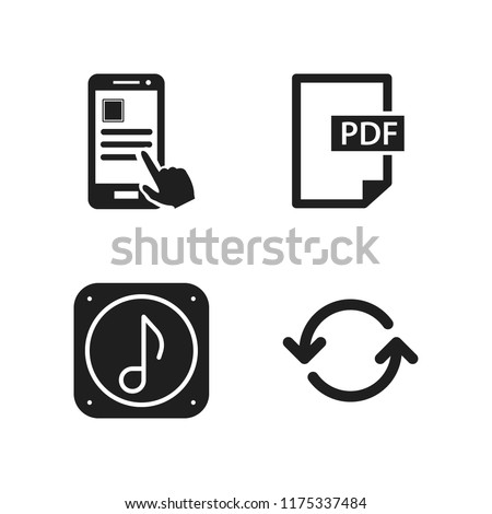 download icon. 4 download vector icons set. smartphone app, pdf document and music file icons for web and design about download theme