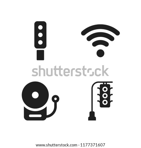 signal icon. 4 signal vector icons set. fire alarm, traffic light and wifi icons for web and design about signal theme