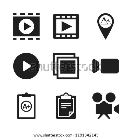 clip icon. 9 clip vector icons set. clipboard with a, clipboard and mountains pin icons for web and design about clip theme