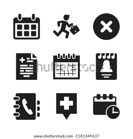 appointment icon. 9 appointment vector icons set. agenda, month calendar and calendar times icons for web and design about appointment theme