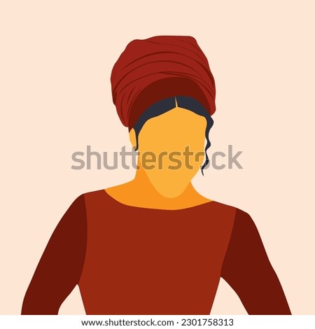 Flat illustration portrait of Jewish woman with traditional head covering