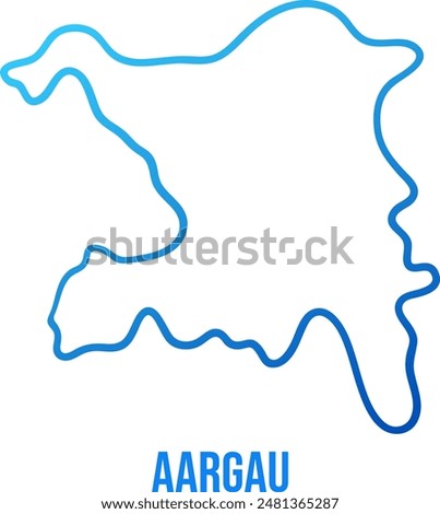 Aargau Canton of Switzerland simplified blue map with title