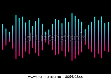 Abstract sound wave stripe lines colourful equalizer isolated on black background. Music waves, gradient color background. Social media concept.Vector illustration. EPS10 Stock fotó © 