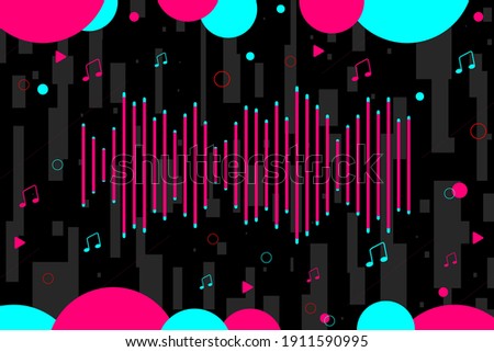 Abstract background. Vector illustration. Background in the style of  social media. Sound bar and music notes. Funny party design. Vector illustration. EPS10 Stock fotó © 