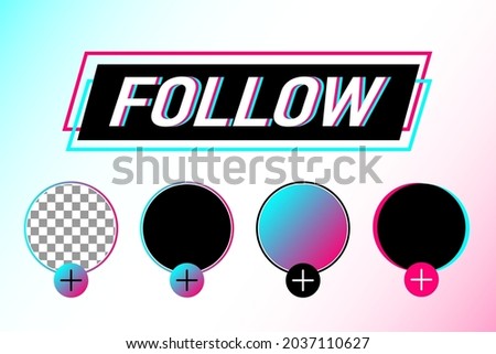 Profile Interface. Add Button. Follow Button. Transparent Placeholder. Put Your Photo Under Background. Social Media Vector Illustration. EPS10