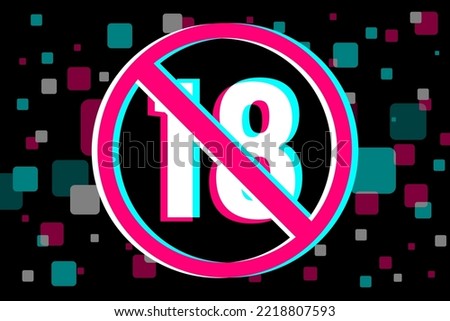 Under eighteen years prohibition sign, adults only. Pictogram in the style of a popular social network. Vector high quality flat style illustration. EPS10