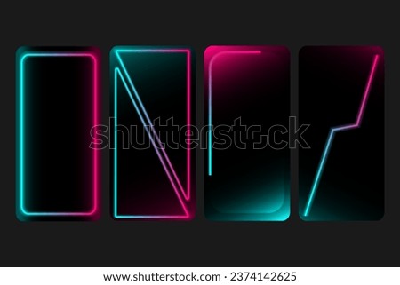 Design concept with smartphones in the style of social networks. Fashionable template with neon elements. Mobile app template. Vector illustration